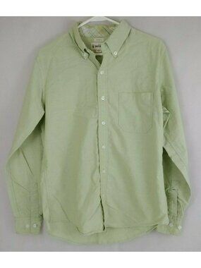 BKE 67 Men's Button Up Long Sleeve Solid Light Green Dress Shirt Size Medium
